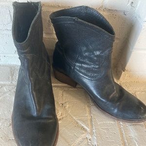 Frye black leather western booties